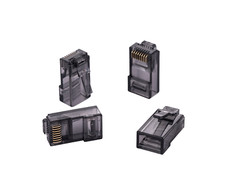 100 pcs RJ-45 Cat6 UTP Pass-Through Connectors EZ Crimp End Ethernet Plug Grey