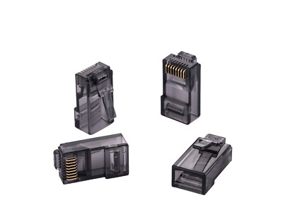 50 pcs RJ-45 Cat6 UTP Pass-Through Connectors EZ Crimp End Ethernet Plug Grey
