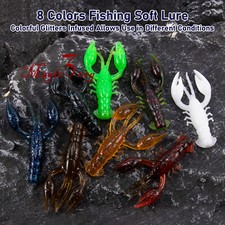 8Pcs Crawfish Soft Lure 2.5'' Plastic Swimbait Soft Fishing Lures Bass Crappie
