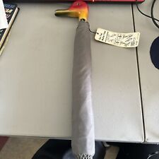 VINTAGE SCHERTZ NYLON UMBRELLA Wood DUCK HANDLE