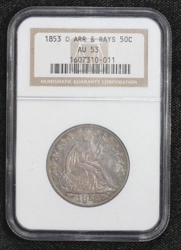 1853-O Seated Liberty Half Dollar NGC AU-53 Arrows & Rays 4PQH