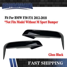 For BMW F30 F31 2012-2018 Front Bumper Fangs Trim Air Vent Lip Cover Gloss Black