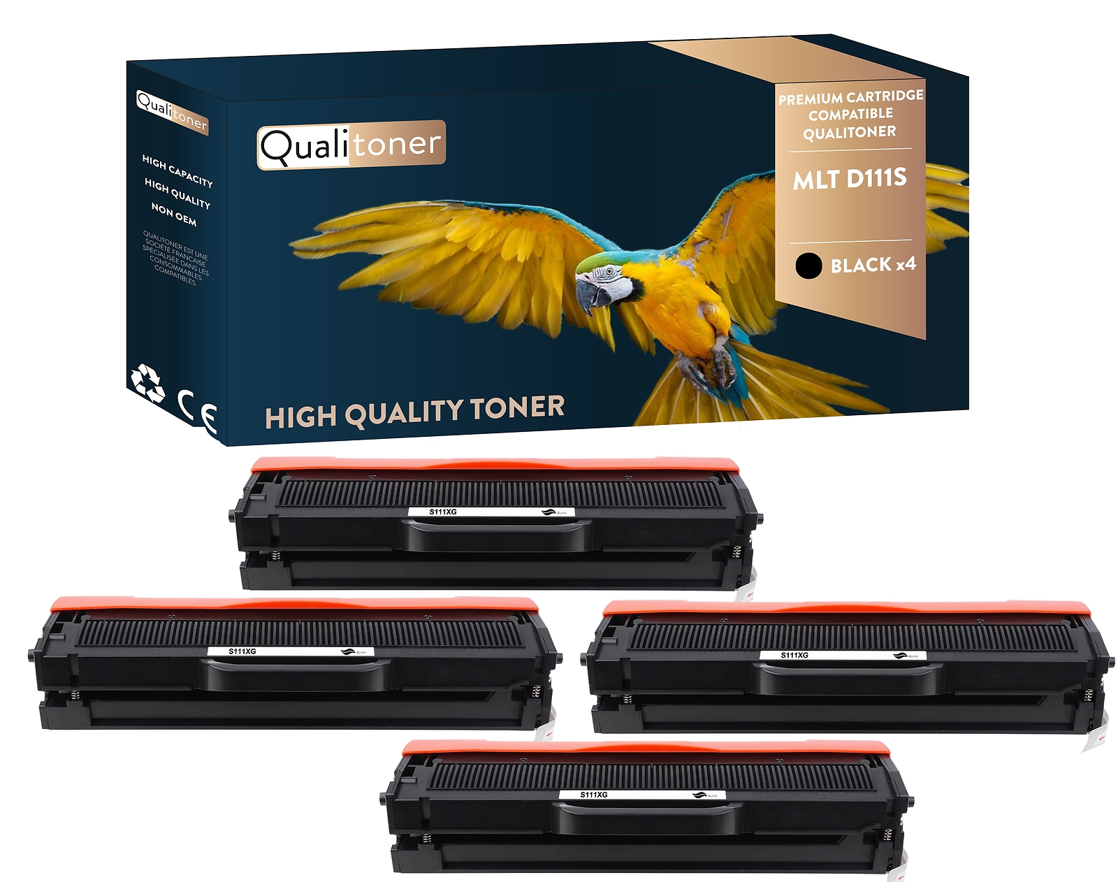 Toner MLT-D111S noir Qualitoner x4 pour imprimer vos rapports de télétravail et cours à la maison