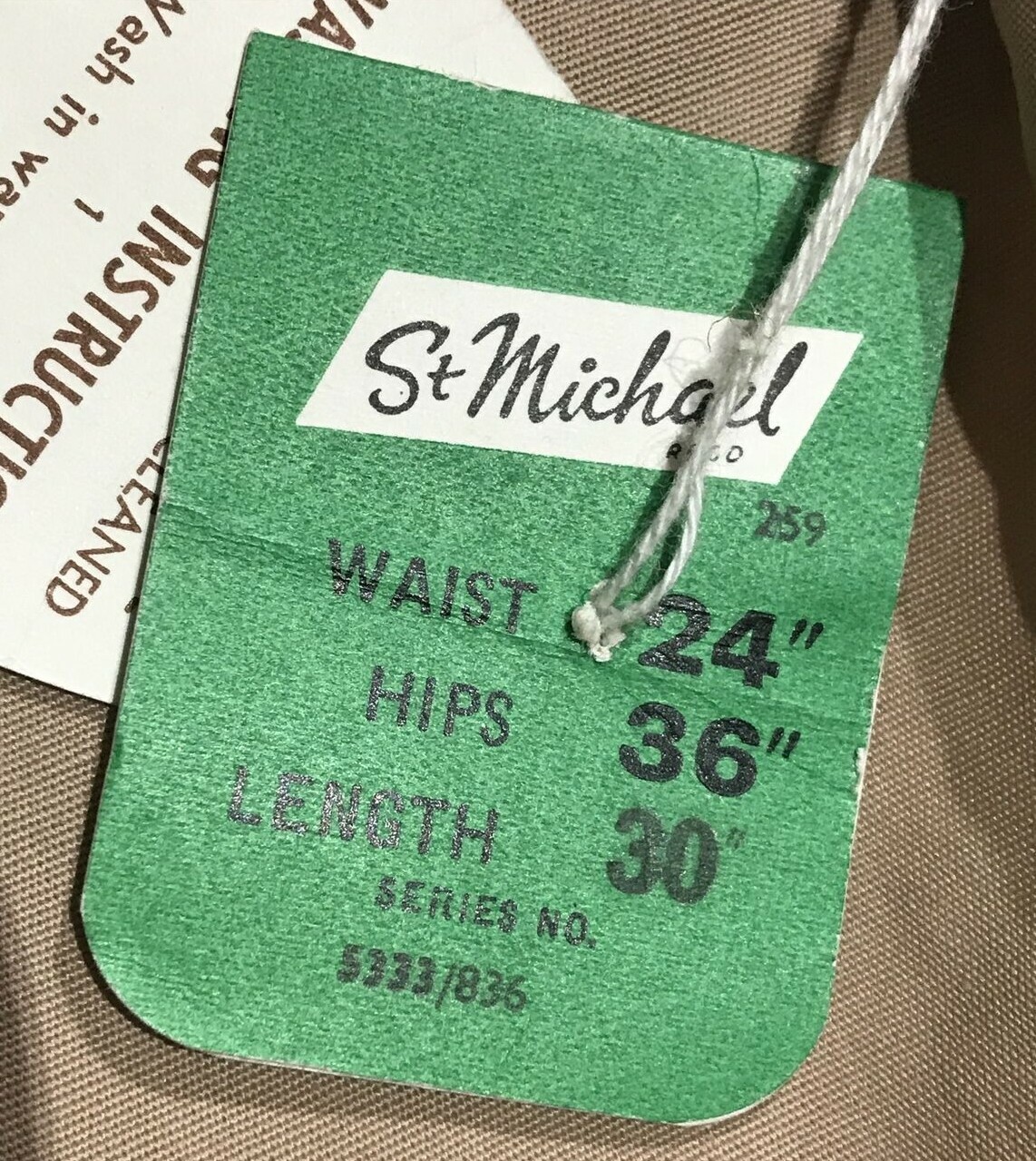 True Vintage 1950s St Michael Sailcloth Skirt with Button Trim, BNWT, 24" Waist 5