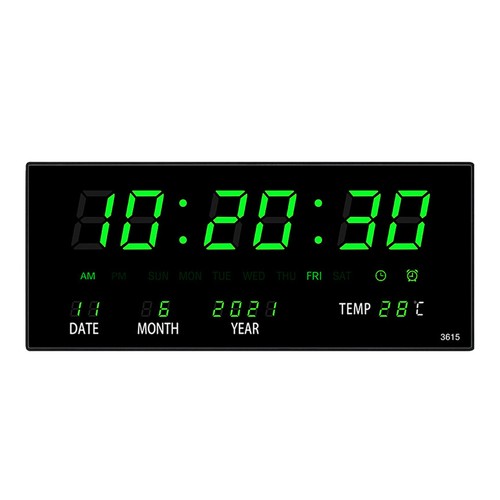 Large Screen Digital Wall Clock LED Display Desk Time Temperature Calendar Date - Picture 19 of 20
