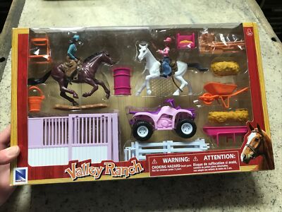 New 2019 NewRay Valley Ranch Horse Farm Playset - Pink 4 Wheeler - Fast Ship!