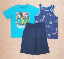 Boy Size M 8 Minecraft Super Mario Kid Games T-Shirt Summer Tank Shorts Used