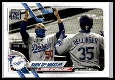 2021 Topps #303 Hands Up! Masks Up! (Mookie Betts / Cody Bellinger) CL