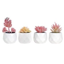 Artificial Faux Succulents in Pots Pink Fake Plants Ceramic Arrangement Plant...