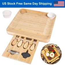 Kitchen Bamboo Cheese Board Knife Set Large Charcuterie Boards & Cheese Platter