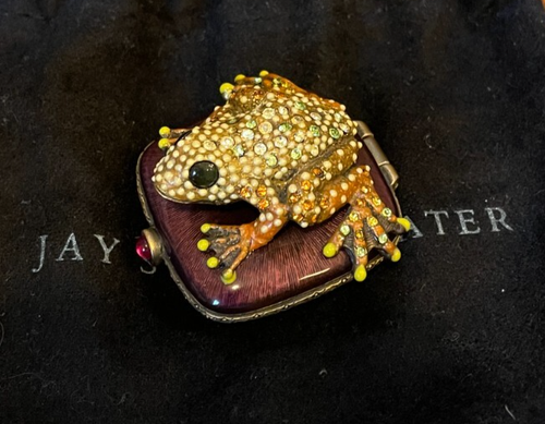 Beautiful Jay Strongwater Swarovski Crystal Frog on Trinket Box w/JS Bag+Box - Picture 2 of 13
