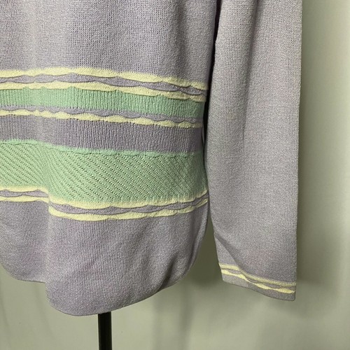 St. John Collection Blazer 14 Purple Green White Button Up Wool Knit Jacket - Picture 7 of 10