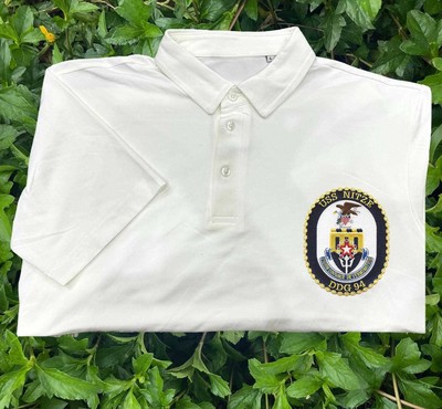 Uss nitze ddg 94 guided missile destroyer embroidered patch polo shirt