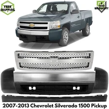 Front Bumper & Grille Assembly Chrome Kit For 2007-2013 Chevrolet Silverado 1500