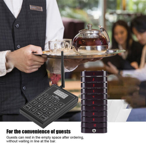 Wireless Restaurant Guest Call Queuing System Transmitter 10/20/30 Coaster Pager - Zdjęcie 11 z 15