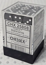 Chessex Opaque Black/ White 12mm 36 piece Dice block - 6 Sided (d6) CHX#25808