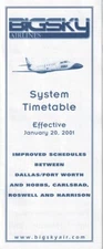 Big Sky Airlines timetable 2001/01/20