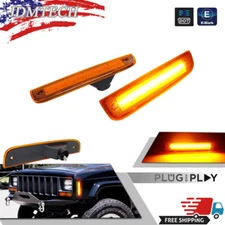 For 1997-2001 Jeep Cherokee  Amber Lens Amber LED Front Bumper Side Marker Light