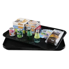 Idotry 4-Packs FoodService Products Cafe Plastic Fast Food Serving Tray, Black