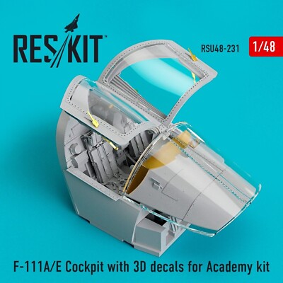 1/48 ResKit RSU48-0231 F-111A/E Cockpit with 3D decals for Academy kit