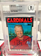 Cardinals 1986 Topps Baseball #441 HOF'r Whitey Herzog Signed Autograph BAS COA