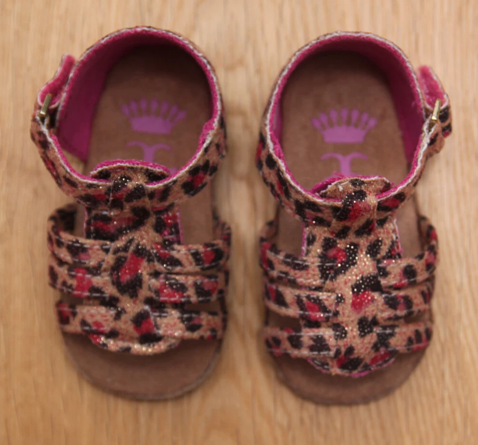 Sandálias Juicy Couture bebê menina ~ Rosa, marrom e preto ~ Estampa de leopardo ~ Tamanho 2 - Imagem 2 de 4