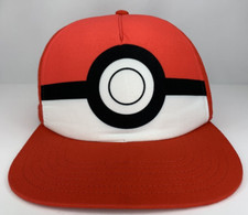 Pokemon Pokeball Hat Youth Kids Red White Black Adjustable Snapback Cap