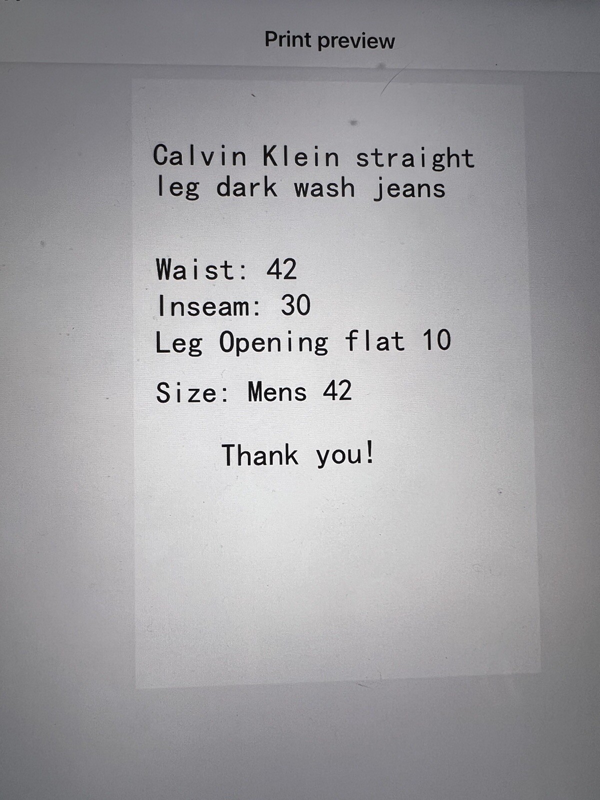Calvin Klein Mens Jeans Size 42 Blue Medium Wash Relaxed Straight Faded
