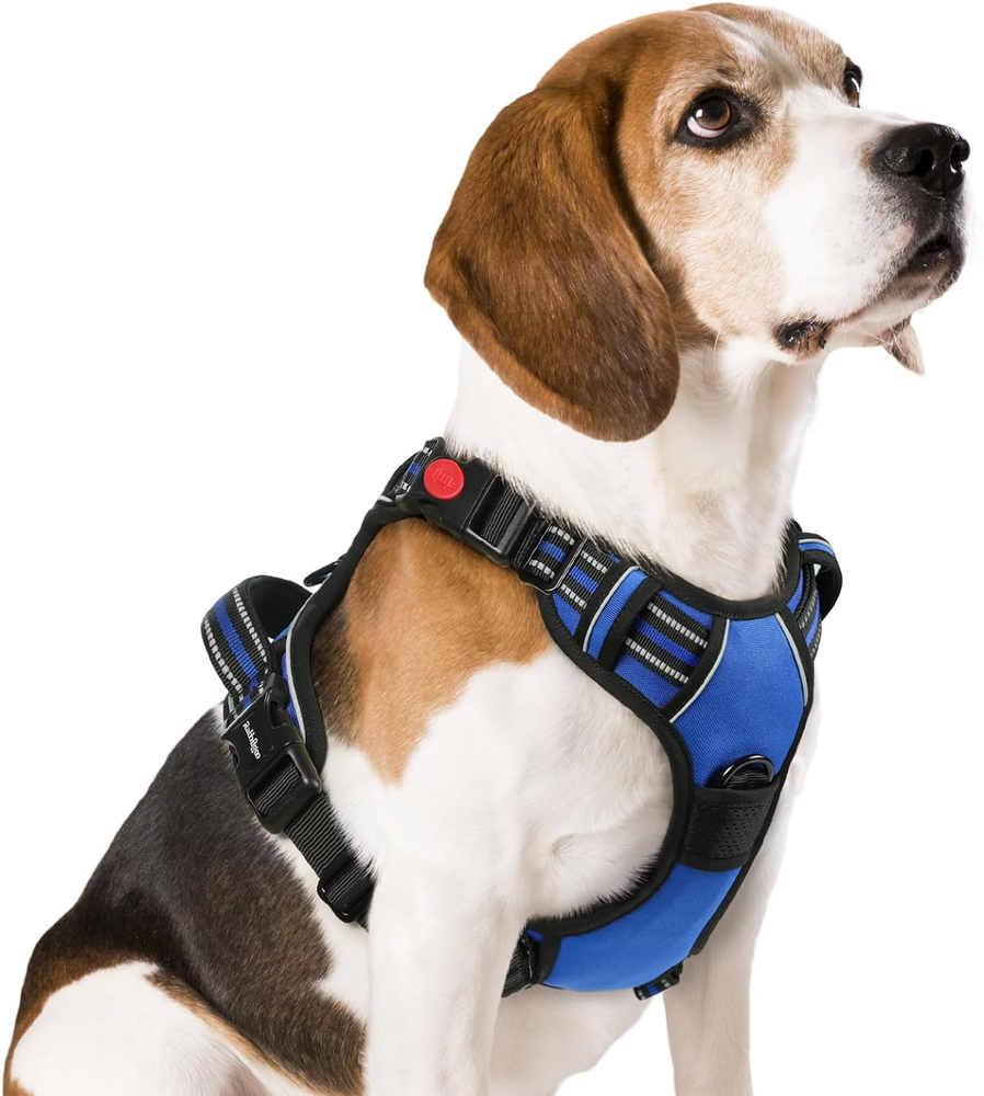 Dog Harness Medium Sized, Easy Walking Reflective Pet Vest, Blue, M | Kaddi Shop