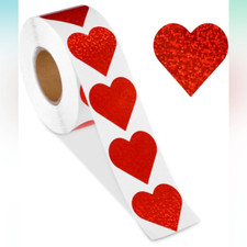  500 - 1.5  Red Heart Valentine Stickers Sticker Roll Hearts Valentine  s Day
