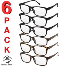 MENS WOMENS READING GLASSES UNISEX SPRING HINGE 6 PACK READERS BULK NEW READER