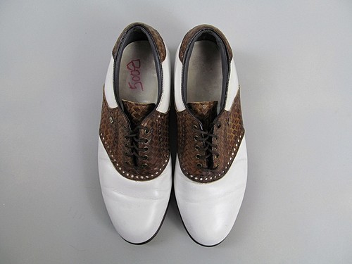 Vtg FootJoy Classics Golf Shoes Mens 7 D White Brown Leather 50963 Made USA - Picture 8 of 11