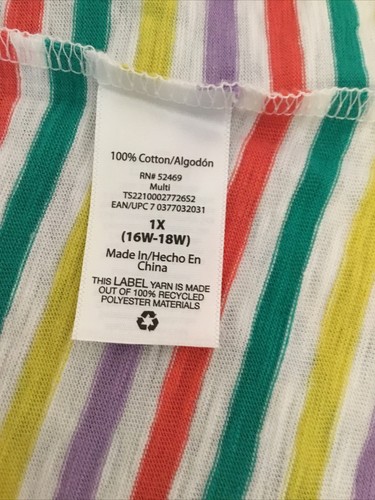 TERRA & SKY STRIPED V-NECK FLUTTER SHORT SLEEVE KNIT TEE SHIRT SZ 1X - Picture 8 of 11