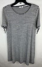 Gap Dress Womens XS Blue White Striped Shift Short Sleeve Knit Stretch Pullover