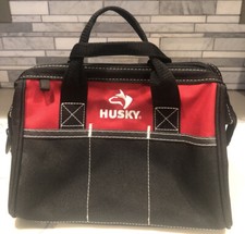 Husky 12” Tool Bag 600 Denier Water Resistant 3 External Pockets Dual Zip Main