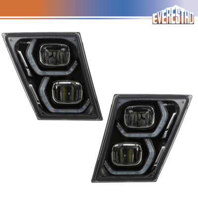 Fit For Volvo VNL 2003-2017 Truck Fog Lamp Black LED With LED 12V Pair Set