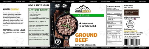 24 Cans - Mountain Essentials All Natural Ground Beef Fully Cooked 28oz Meat - Picture 7 of 7