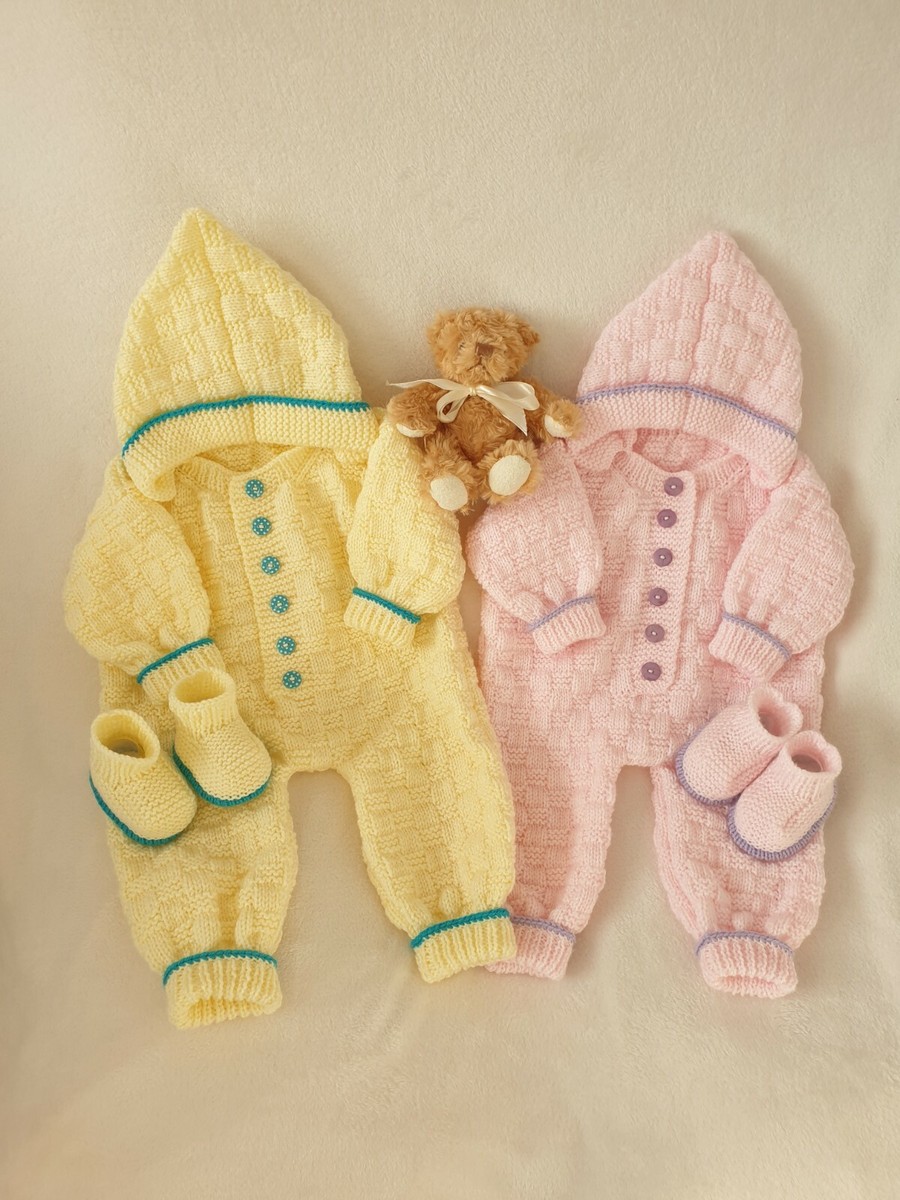 KNITTING PATTERN HOODED ROMPER *REF SR025 0-3 MTH BABY*REBORN