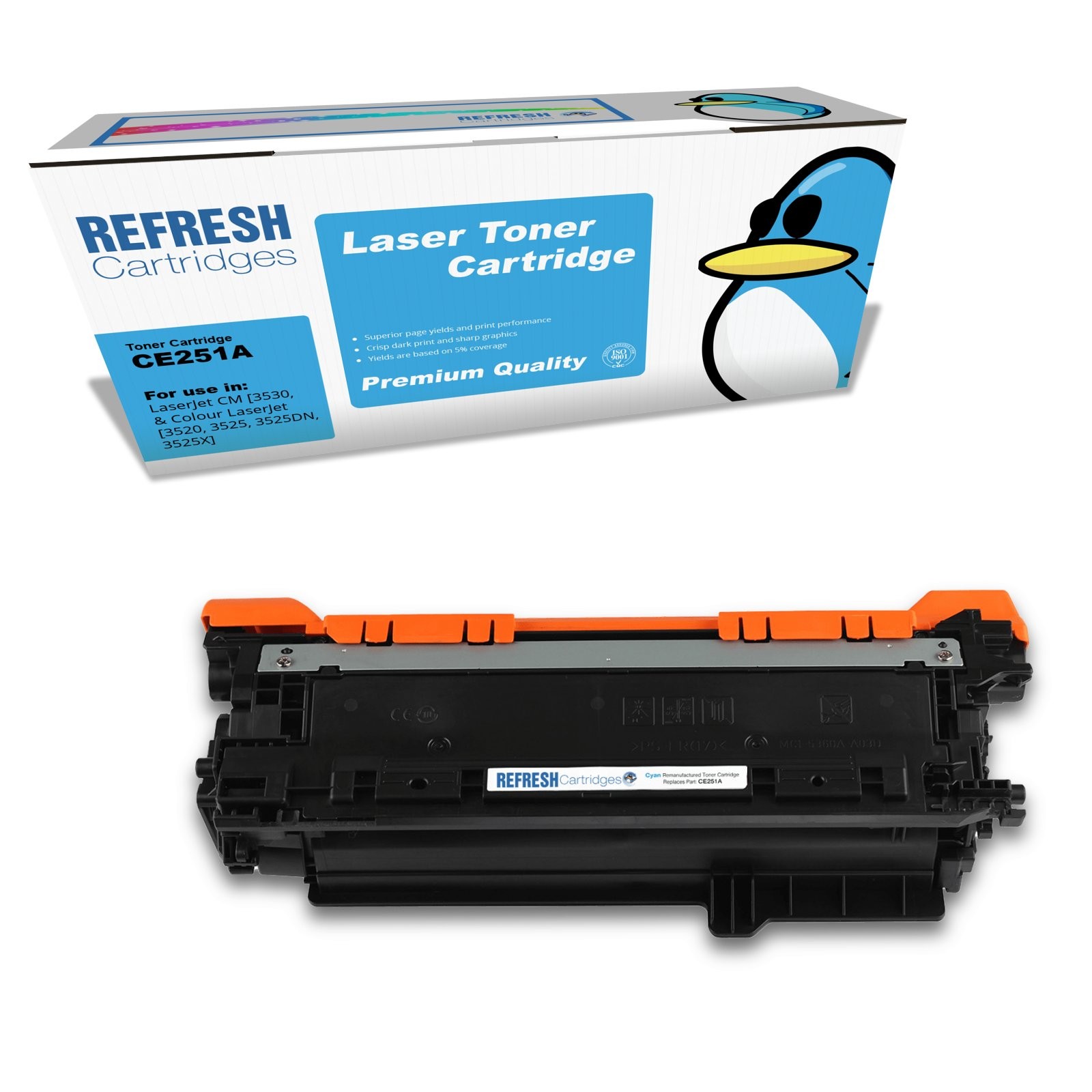 Refresh Cartridges Replacement Cyan CE251A/504A Toner Compatible With HP Printer