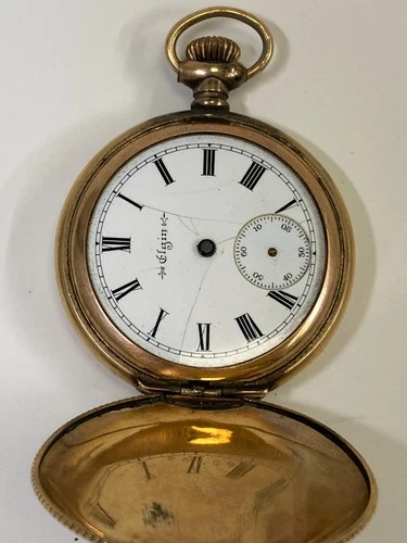 Antique ELGIN 7 Jewels Gold Filled Pocket Watch Pre-Owned Doesn't Run - 35#138