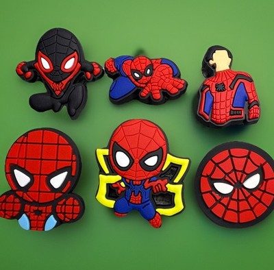   SPIDER-MAN - 6pc Shoe Charms For Crocs Superhero Marvel Miles Morales Gwen