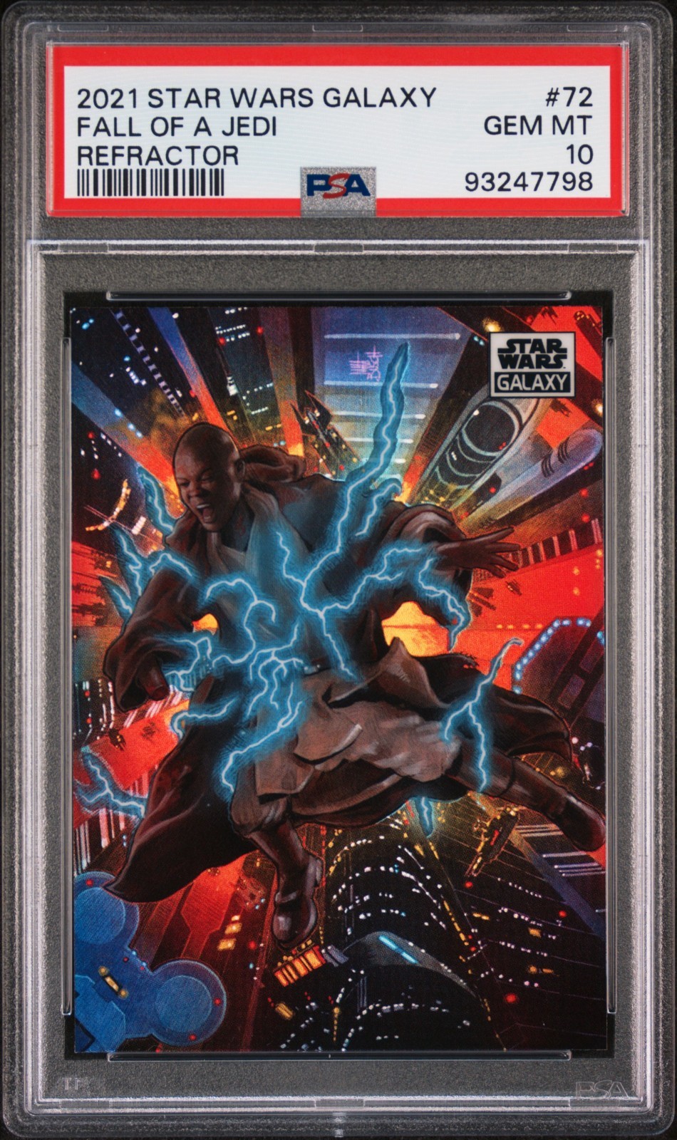2021 TOPPS CHROME STAR WARS GALAXY REFRACTOR #72 FALL OF A JEDI PSA 10