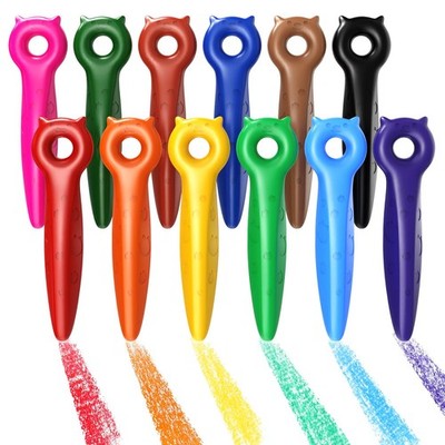 KERIFI Triangle Jumbo Crayons for Toddlers, 1 Count (Pack of 12), Multicolor 