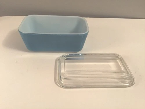 Vintage Pyrex Primary Blue 1.5 Pint Refrigerator Dish 502-B w/Lid 502-C