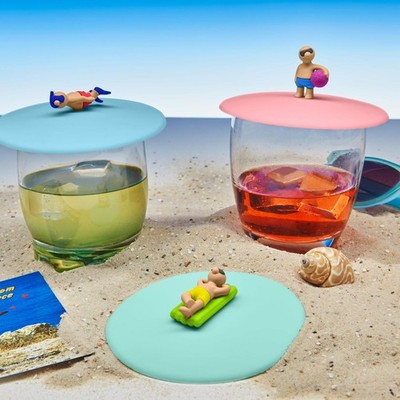 3er Set Glasdeckel Beach Boys Silikon schütz Getränke vor Insekten Lurch