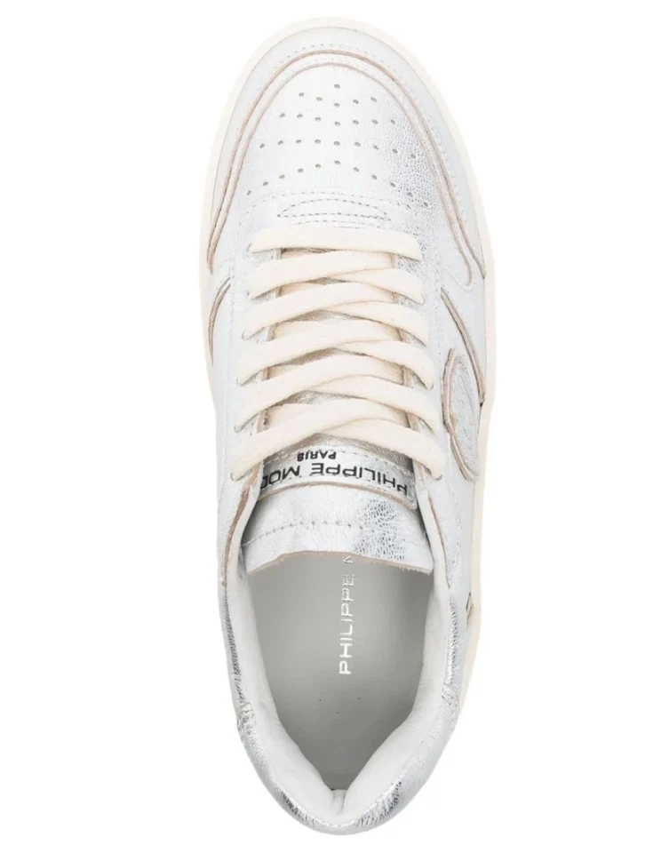 PHILIPPE MODEL NICE LOW METAL ARGENT SNEAKERS SCARPE DONNA MADEinITALY VNLDM002 - Immagine 4 di 4
