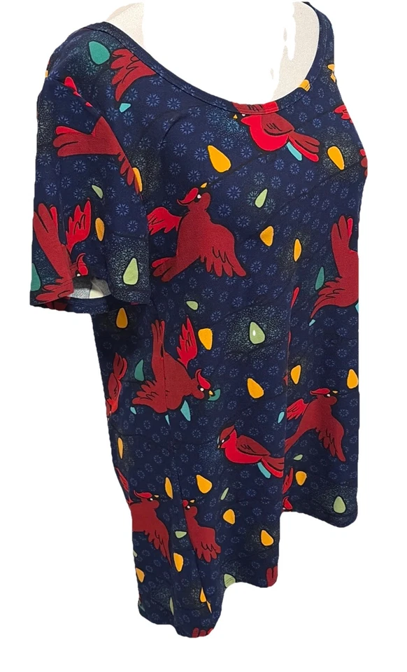 Nuevo con etiquetas LuLaRoe Clásico T Vacaciones Cardenal y Luces de Navidad Estampado Talla M (10-12) Foto 3 de 4