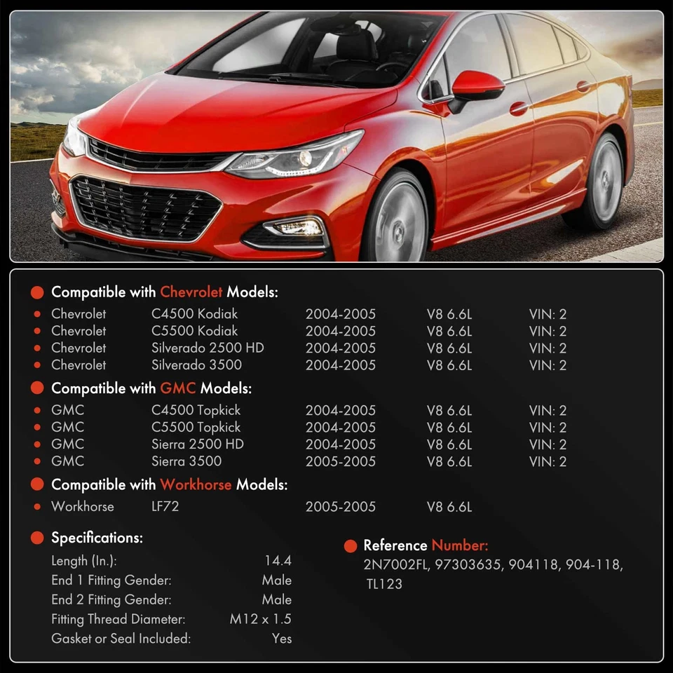 Línea de aceite de turbocompresor a presión para Chevy Silverado 2500 HD GMC Workhorse V8 6,6 L Foto 2 de 4