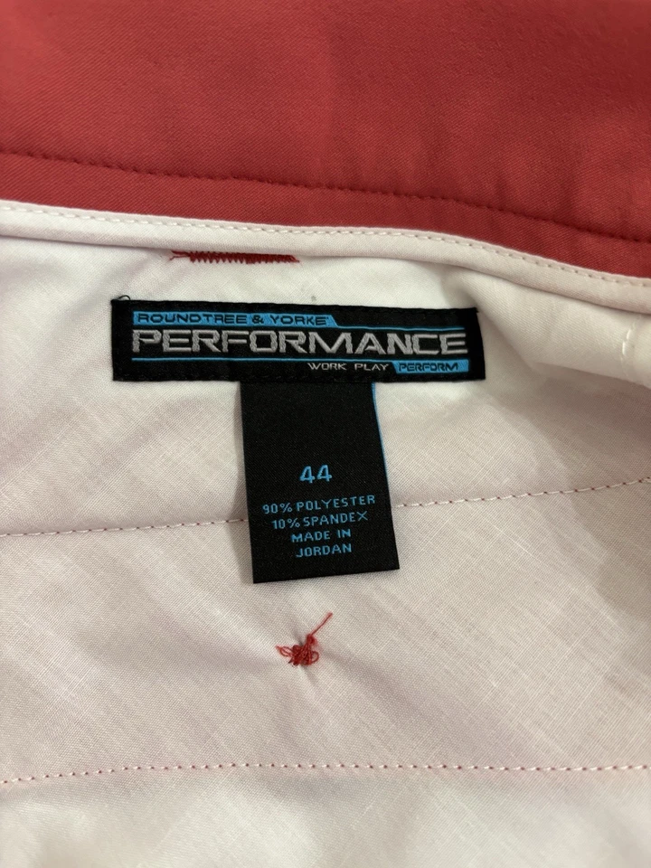 ROUNDTREE & YORKE Hombre Rojo Baya Algodón Elástico Chino Rendimiento Golf 2Xl Foto 2 de 4