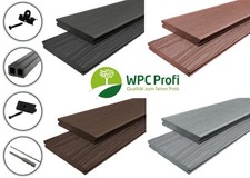 WPC Terrassendielen Komplettbausatz Massiv Komplettset anthrazit grau braun